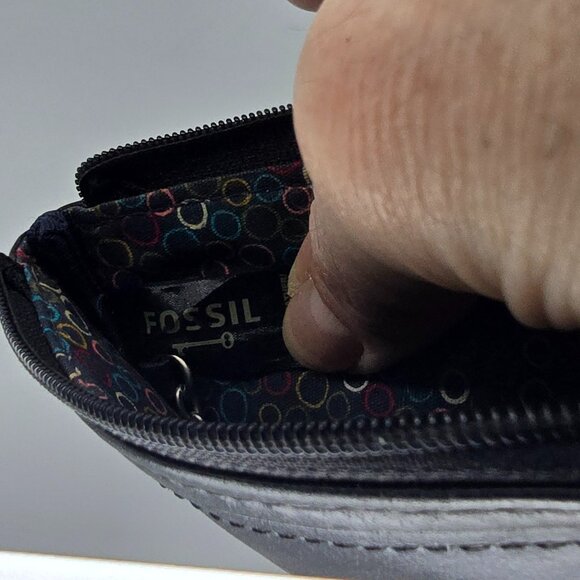 Vintage Fossil Black Leather ID Window Wallet Coin Purse Keychain Y2K - Picture 4 of 10